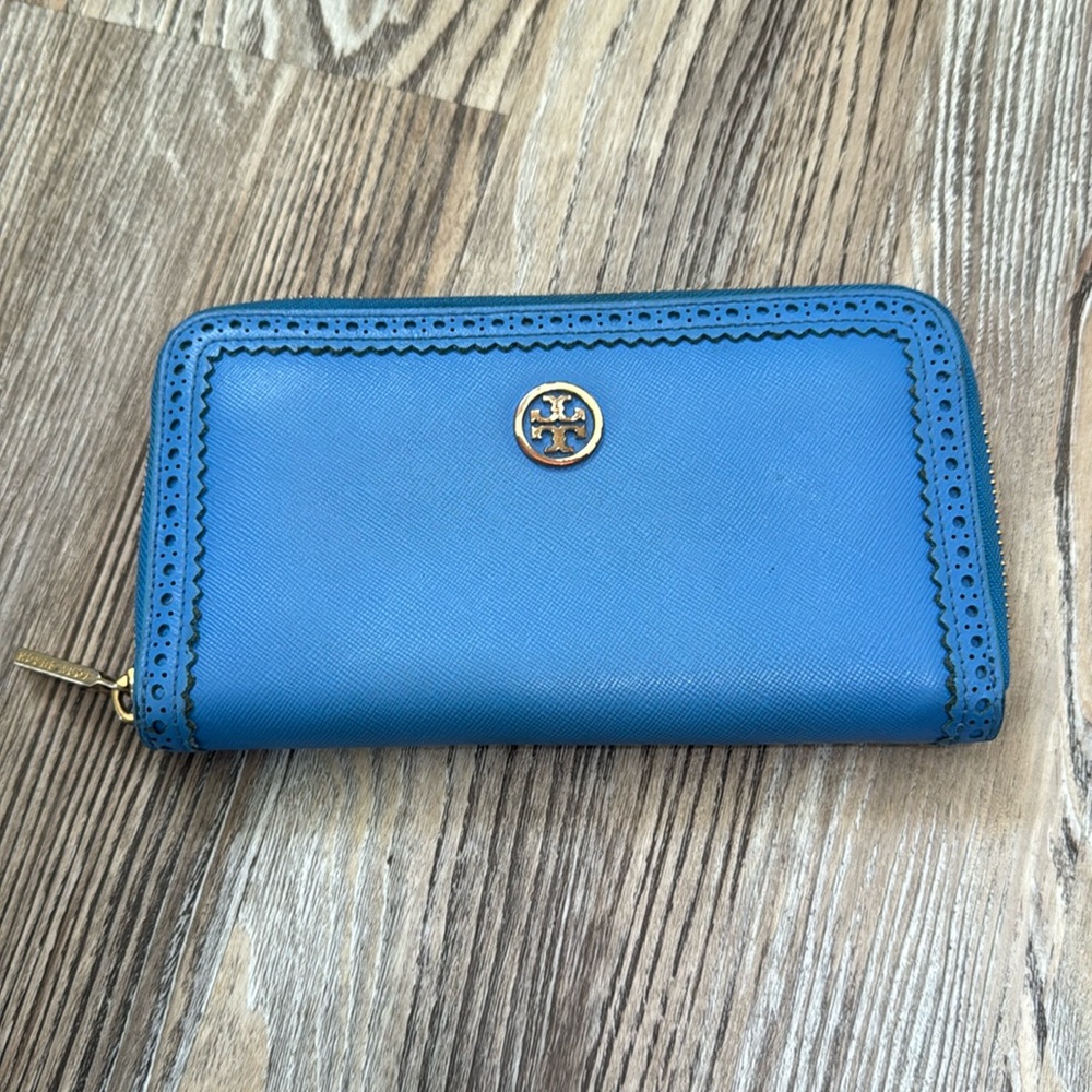 Tory Burch Blue Zip Wallet